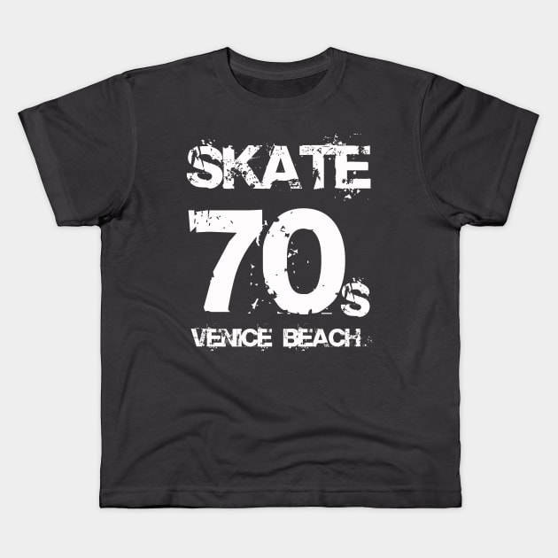 Skate Venice Beach (white letters) Kids T-Shirt by Stupid Coffee Designs